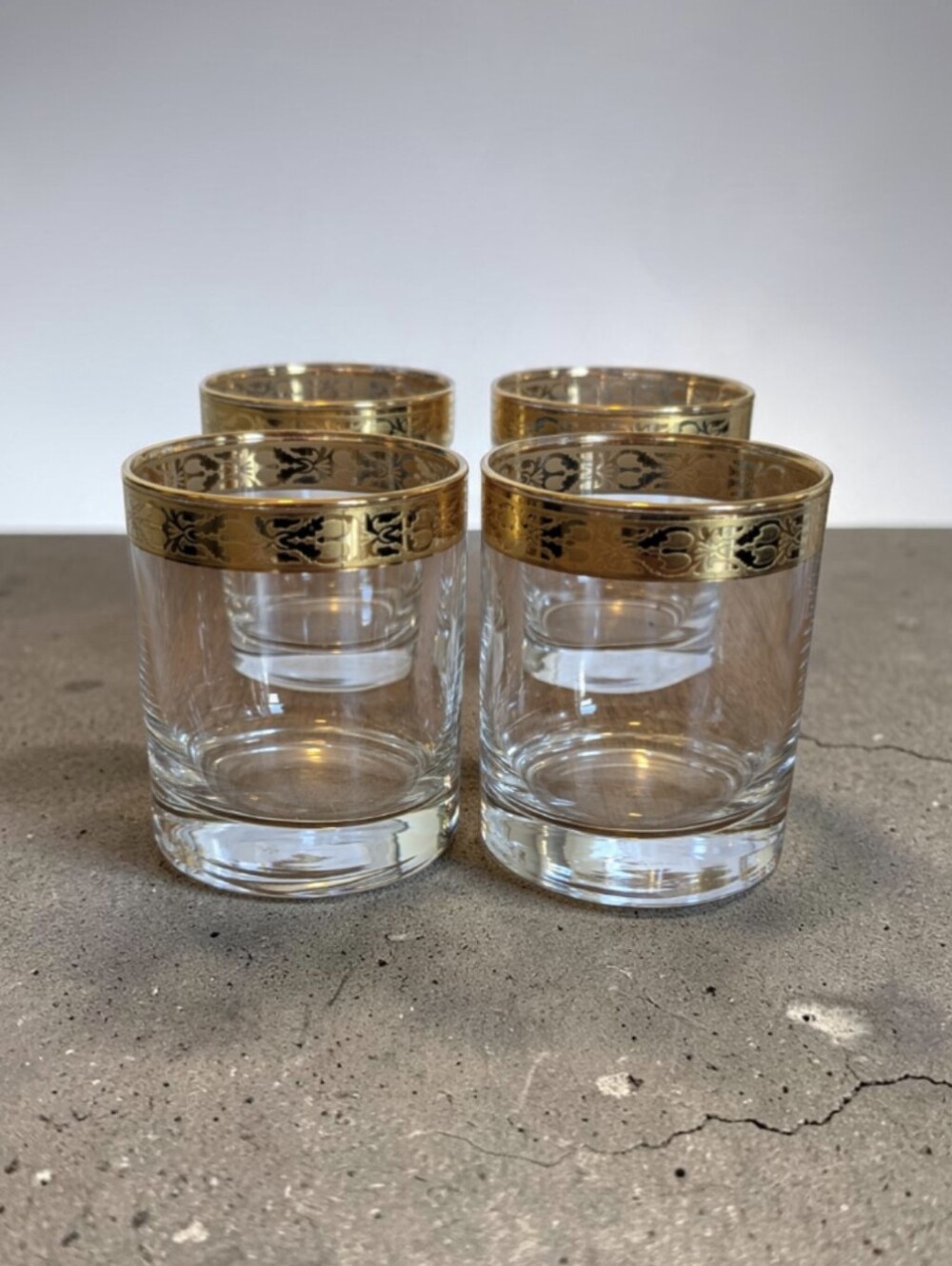 Vintage Italian Small Rock Gold Rimmed Glasses